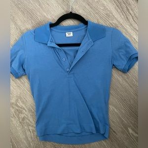 Sunday best cropped blue collared shirt